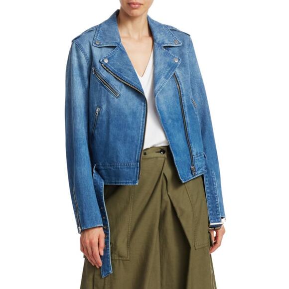 NEW Rag & Bone Abbey Denim Moto Jacket - Picture 1 of 12